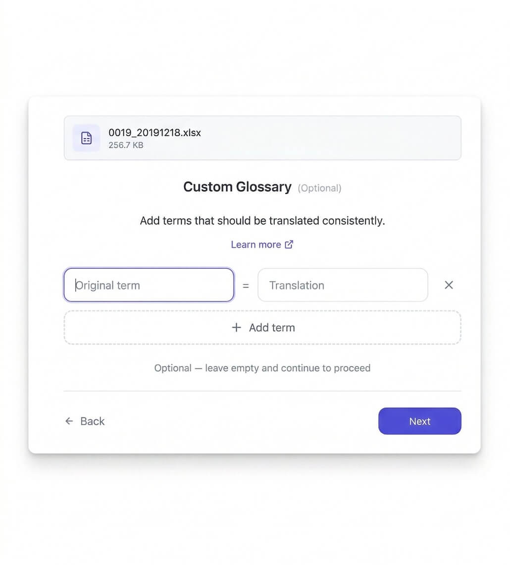 Define Custom Glossary